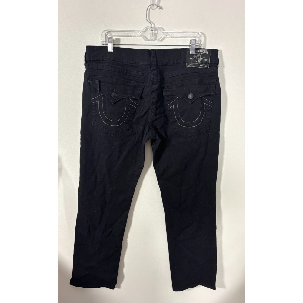 True Religion Ricky Relaxed Straight Black Denim Jeans Men's Size 36
